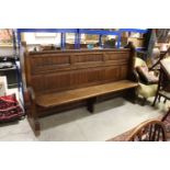 Victorian Oak Gothic Church / Chapel Pew with shelf and cupboard to back, 206cms long x 120cms