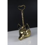 Brass Doorstop in the form of a Fox Head with Handle, 31cms high