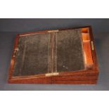 A Victorian rosewood writing slope with pewter outlining and brass mounts, width approx 37cm.