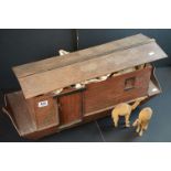 A large early 20th century scratch built ark with a selection of hand carved animals to include