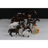 Collection of Beswick including Brown Huntsman's Horse model 1484, Shetland Foal model 1034, three