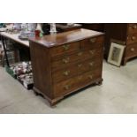 George III Mahogany Chest of Two Short over Three Long Drawers raised on Ogee Bracket Feet, 95cms