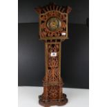 Early 20th century Clock in the form of a Longcase with fretwork carved case, 71cms high