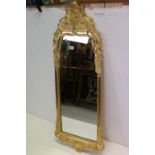 20th century Rococo style Gilt Framed Mirror, 129cms high x 52cms wide