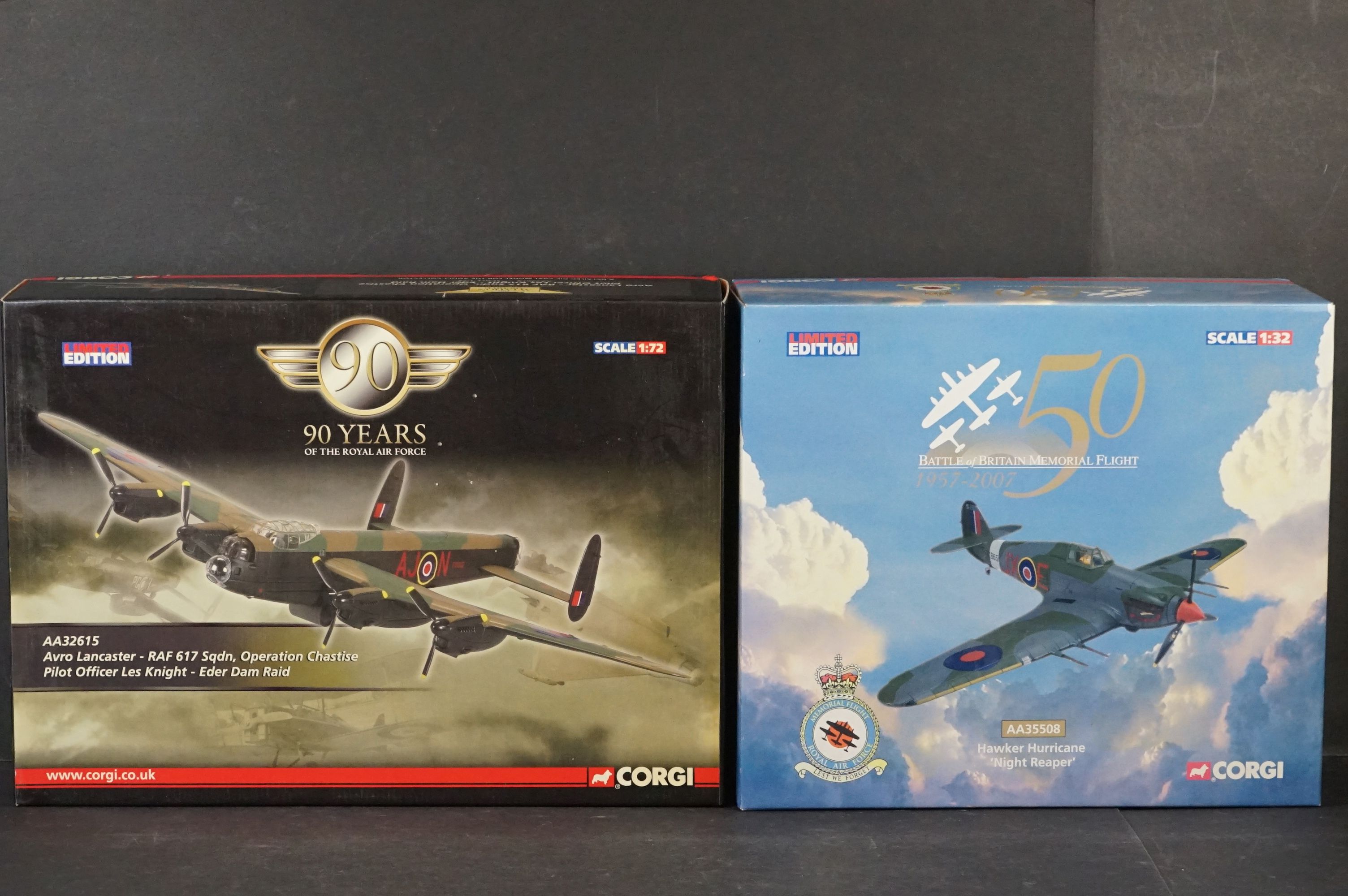 Two Boxed Corgi Aviation Archive ltd edn diecast models to include 1/32 AA35508 Hawker Hurricane "