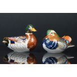 Two Royal Crown Derby Paperweights in the form of a Mallard Duck and a Mandarin Duck , 14cms long