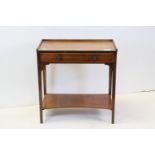 Edwardian Mahogany Inlaid Side Table with galleried back, single drawer and shelf below, 72cms