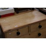 Victorian Pine Chest of Two Short over Two Long Drawers with black painted turned handles and