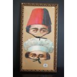 Two masked ball masks with ribbons, study of a fez and cooks hat, in one frame