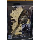 Game Of Thrones - a framed and perspex glazed Jon Snow Sword Presentation, signed by Kit Harington,
