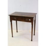Art Nouveau Oak Side Table with single drawer, raised on turned and ringed legs, 74cms long x