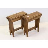Pair of pine small hearth stools