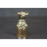 Small bronze pig stirrup cup