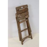 Set of Early to Mid century Pine Folding Step Ladders, 71cms high