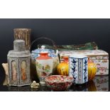 Collection of Japanese items including Two Part Tea Sets, Lacquered Box and other Ceramics