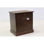 Late 19th / Early 20th century Stained Pine Four Drawer Egg Collectors Cabinet of Four Long Drawers,