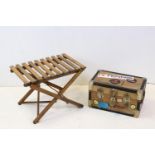 Folding Beech Luggage Stand, 69cms long together with a Wooden Box