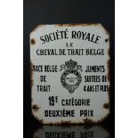 1950's ' Belgium Draft Horse ' Enamel Sign, 27cms x 22cms