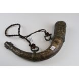 Antique brass Eastern musket powder horn