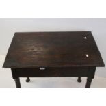 George II Oak Side Table (with replacement top) raised on four turned legs with pad feet, 77cms wide