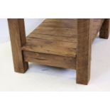 Pine bakery work table with undershelf