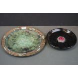 Gabriel Argy-Rousseau - Pâte de Verre Glass Rose pattern Roundel set within an ebonised wooden