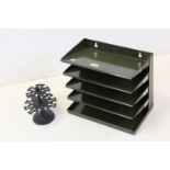 Mid century Crusader Furniture of London Metal Five Tier Filing / Stationery Tray, 39cms wide x