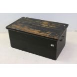 19th century Black Painted Pine Tool Box, 80cms wide x 36cms high
