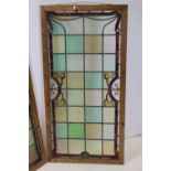 Pair of Framed Leaded Stained Glass Panels, 56cms x 103cms