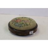 Antique walnut and inlay tapestry footstool