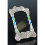 Silver and enamel easel back picture frame