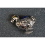 Silver dodo pincushion