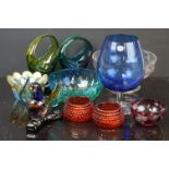 Box of assorted glassware, to include cranberry, etched bowl, studio etc