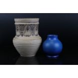 Early Carter & Co Poole Pottery Vase decorated with a geometric pattern, 19cms high together with