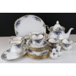 Royal Albert ' Moonlight Rose ' Tea Service comprising Teapot, Six Cups, Saucers and Tea Plates,