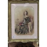 Mid 19th century Watercolour Portrait of Anne Le Mesurier, first Mrs Horatio Nelson Goddard of