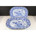 Large 19th century Transfer Printed Blue and White Turkey Plate, 52cms long together with a 19th
