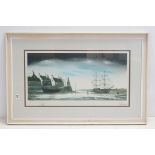 Ronald Folland (1932-1999) a large panoramic coastal scene, signed, studio print with blind stamp,