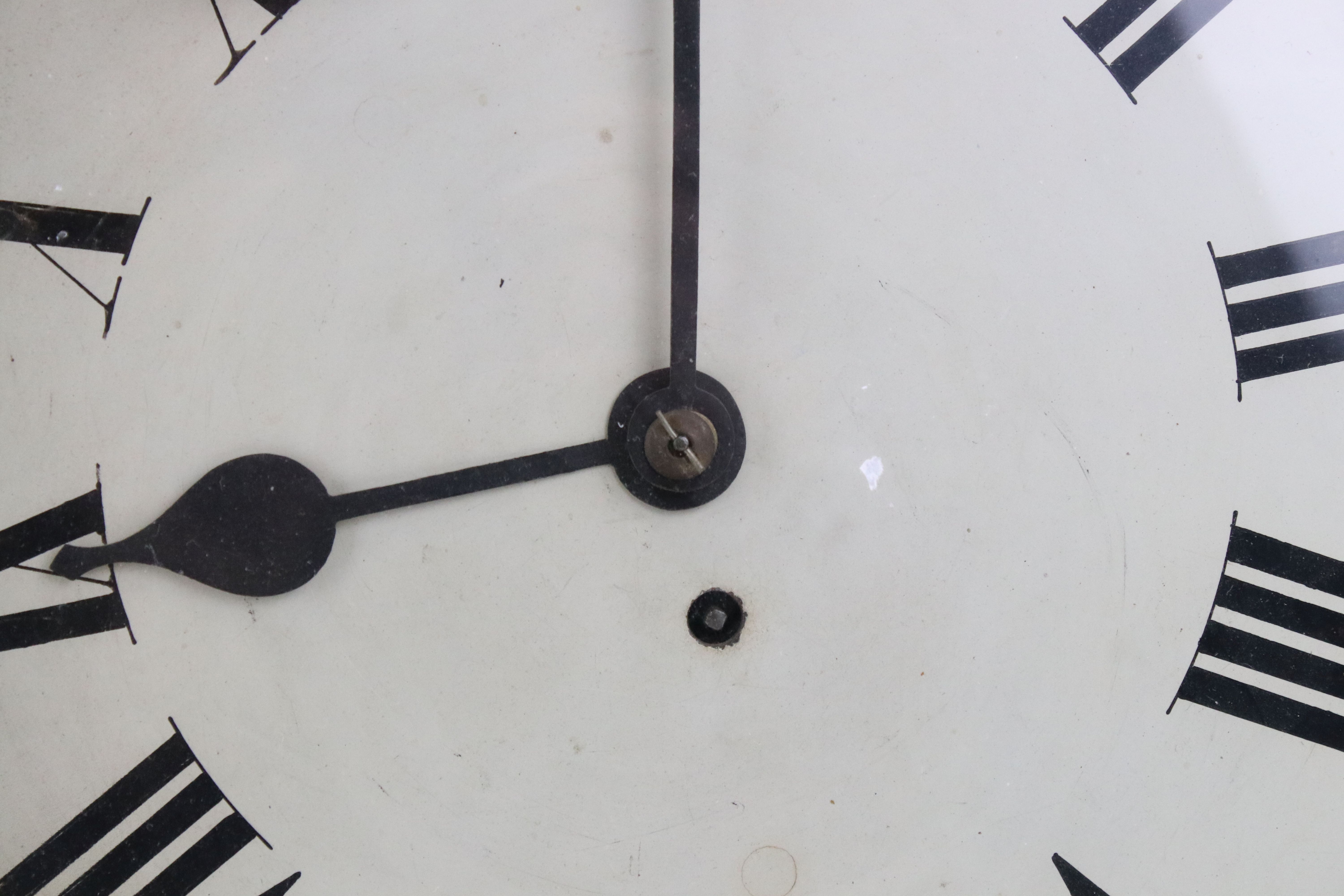 19th century Mahogany Circular Wall Hanging Clock, the white face with Roman numerals and single - Image 2 of 9