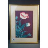 Japanese Woodblock Print of a Poppy, signed, 35cms x 22cms, framed and glazed