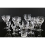 Large Collection of Cut Glass Crystal Drinking Glasses, Decanter, Sundae Dishes, etc including