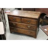 18th century Oak Chest of Two Short and Two Long Drawers, 92cms long x 69cms high