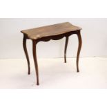 Mahogany Side Table with serpentine shaped top and raised on front cabriole legs, 87cms long x 77cms