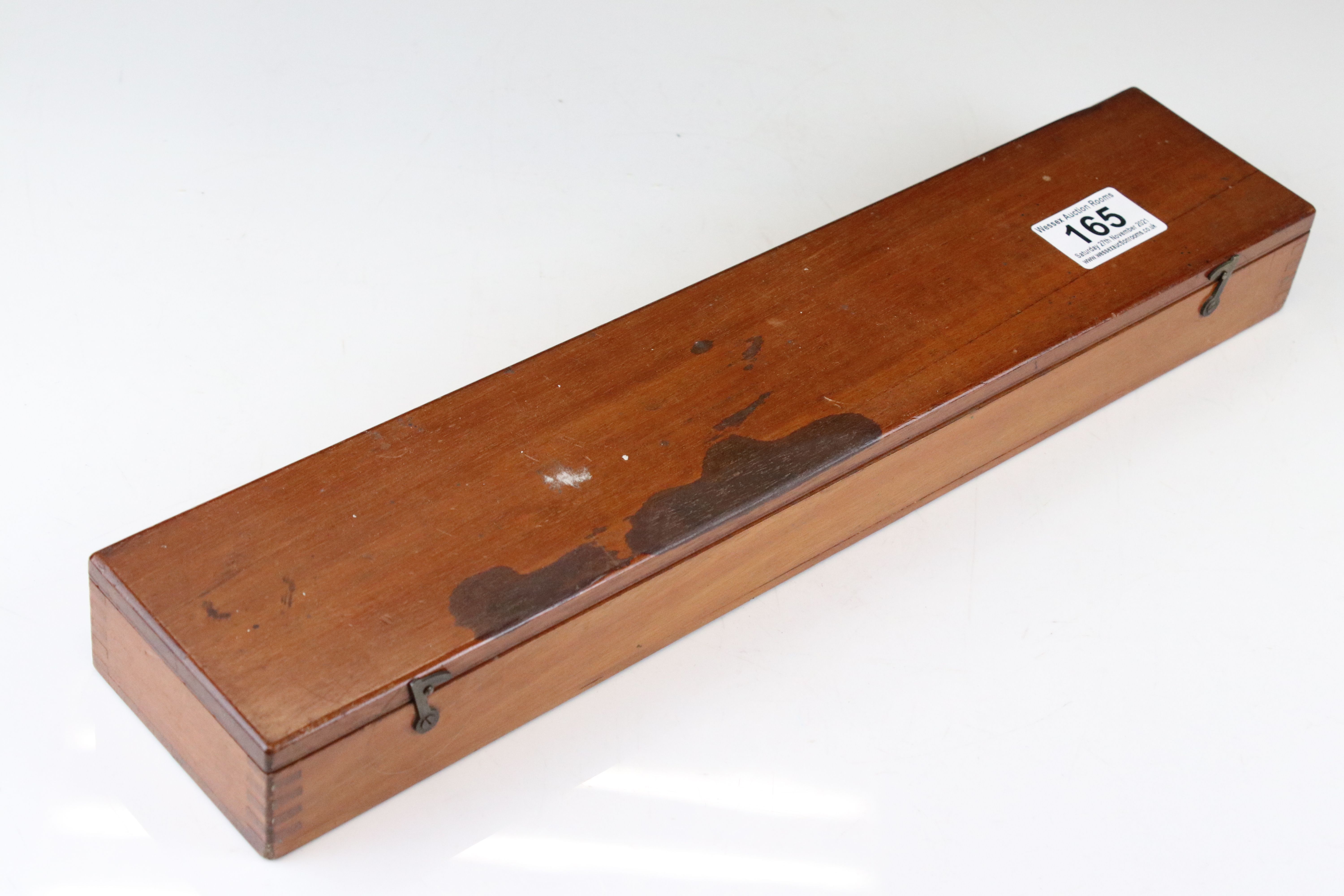 Boxwood parallel rolling ruler by Coombes of Devonport, approx. 38cm, lacking dividers, in a - Image 5 of 5