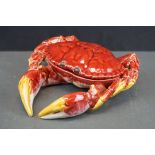 A continental majolica lidded dish in the form of a crab.