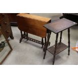 Early 20th century Mahogany Sutherland Table, 74cms long together with an Arts and Crafts style