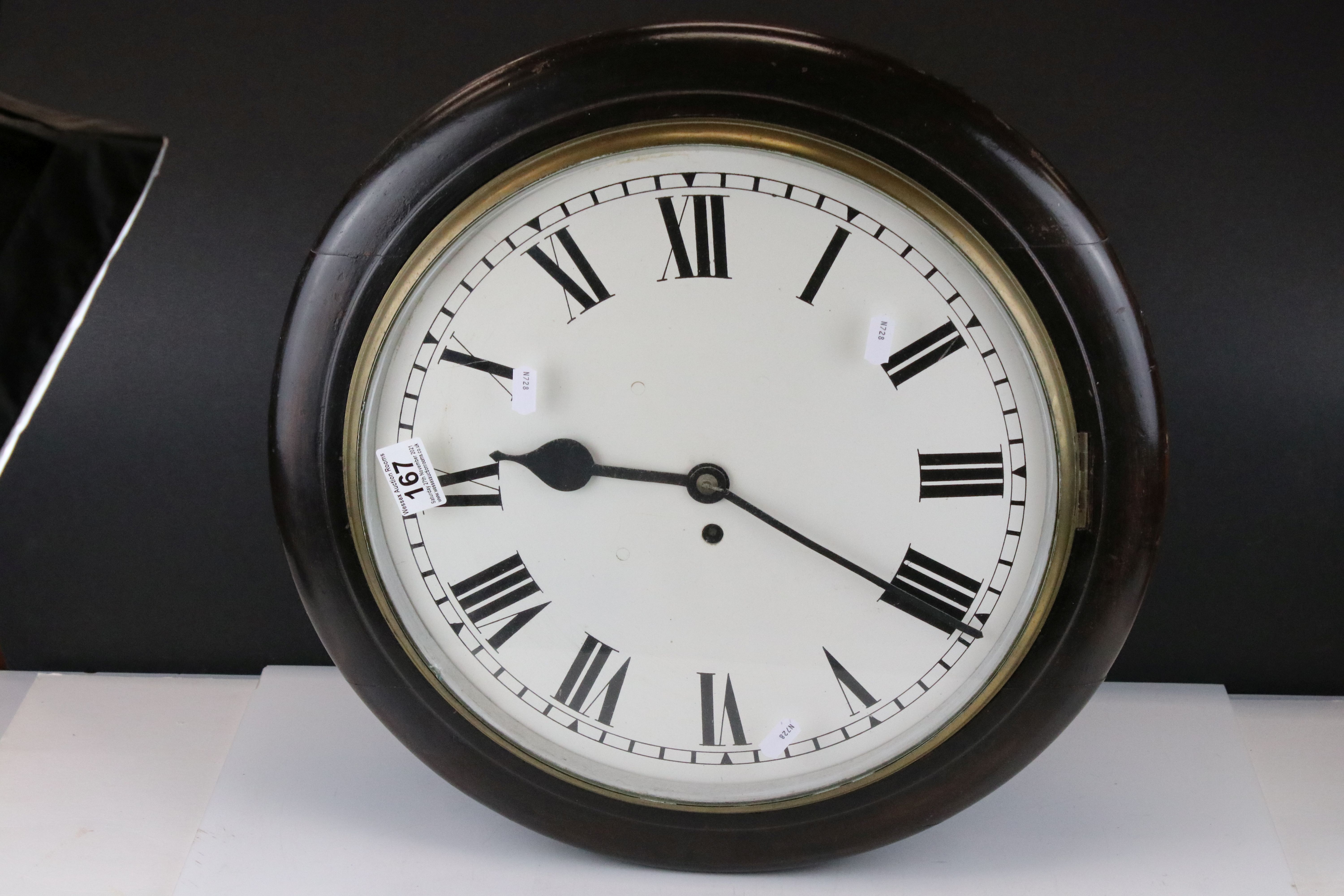 19th century Mahogany Circular Hanging Wall Clock, the white face with Roman numerals and single - Image 2 of 16