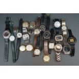 A collection of mainly gents wristwatches to include Timex, Seiko, Zeon, Avia and Unitas examples.