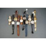 A collection of vintage gents wristwatches to include Ingersoll, Pulsar, Avia and Seiko examples.