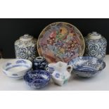 Collection of Oriental and Oriental style Ceramics including Chinese Ginger Jar, Japanese Blue Imari